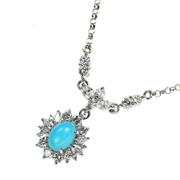 Pt900/Pt850 カルセドニー ダイヤモンド ペンダントネックレス 1.26ct D1.00ct