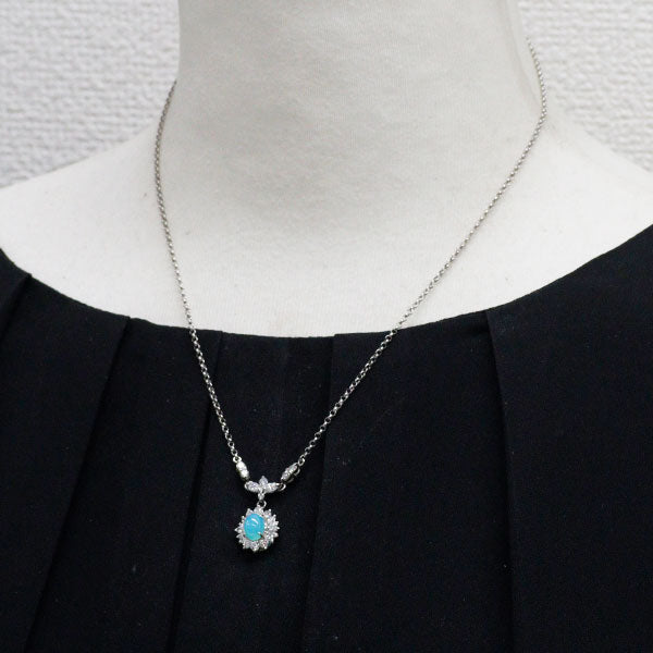 Pt900/Pt850 カルセドニー ダイヤモンド ペンダントネックレス 1.26ct D1.00ct