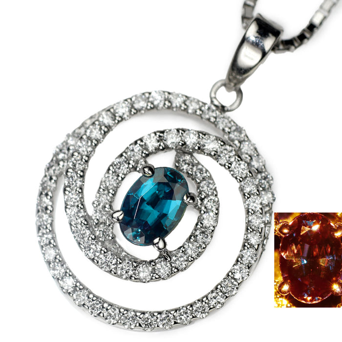 希少 K18WG アレキサンドライト ダイヤモンド ペンダントネックレス 0.26ct D0.30ct