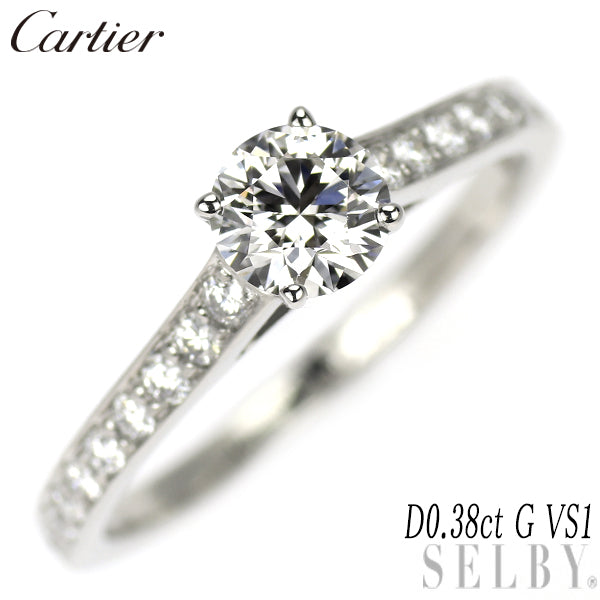 カルティエ Pt950 ダイヤモンド リング 0.38ct G VS1 ソリテール 48号