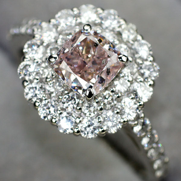Pt950 天然ピンク ダイヤモンド リング 1.012ct FLBP I1 D0.89ct