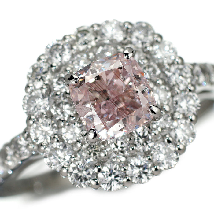 Pt950 天然ピンク ダイヤモンド リング 1.012ct FLBP I1 D0.89ct
