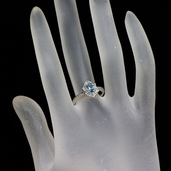 Pt900 アクアマリン ダイヤモンド リング 0.33ct D0.33ct