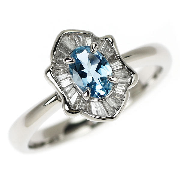 Pt900 アクアマリン ダイヤモンド リング 0.33ct D0.33ct