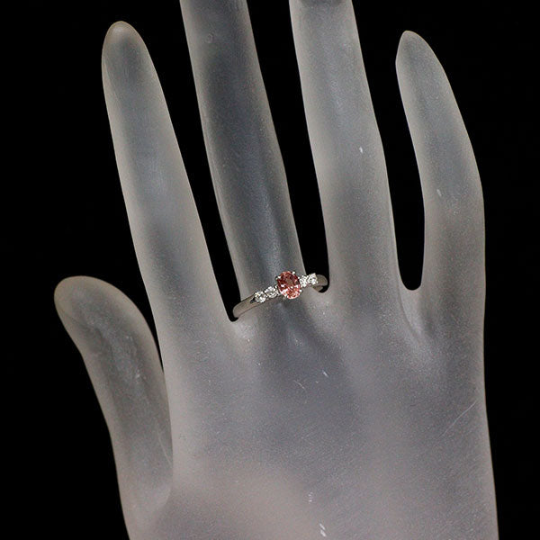 希少 Pt900 パパラチア サファイア ダイヤモンド リング 0.573ct D0.14ct