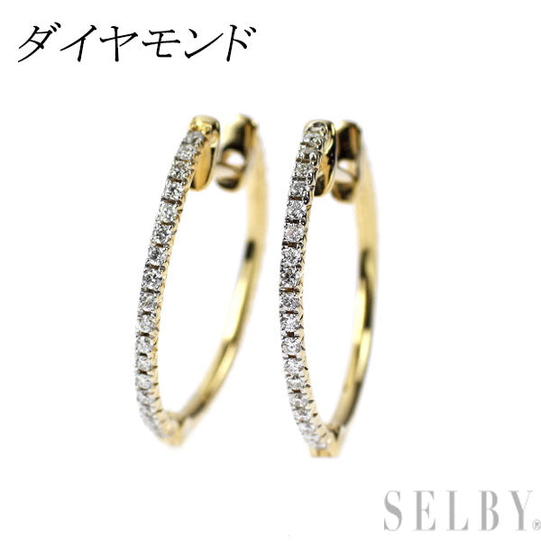 K18YG/ WG ダイヤモンド ピアス フープ