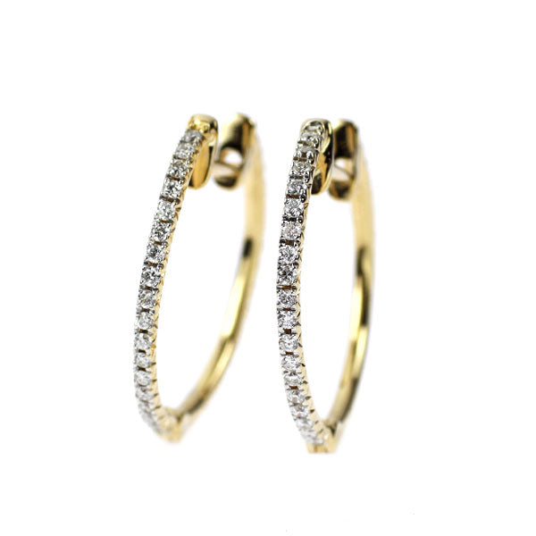 K18YG/ WG ダイヤモンド ピアス フープ