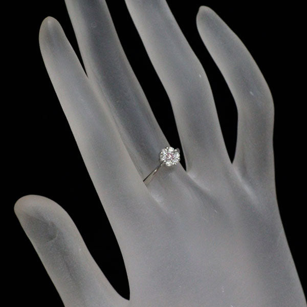 希少 Pt900 天然ピンク ダイヤモンド リング 0.04ct D0.23ct フラワー
