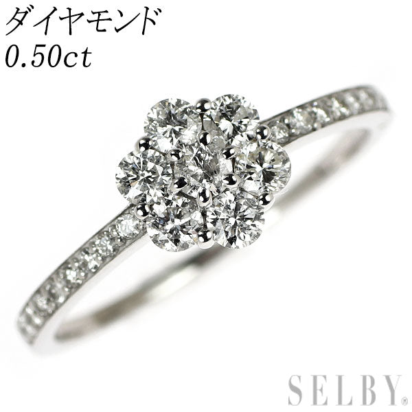 K18WG ダイヤモンド リング 0.50ct フラワー