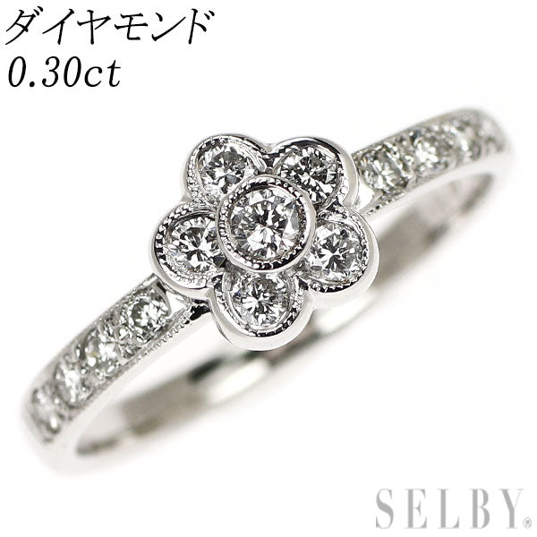 K18WG ダイヤモンド リング 0.30ct フラワー