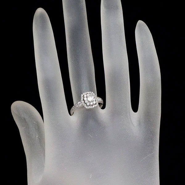 Pt900 エメラルドカット ダイヤモンド リング 0.152ct D0.48ct