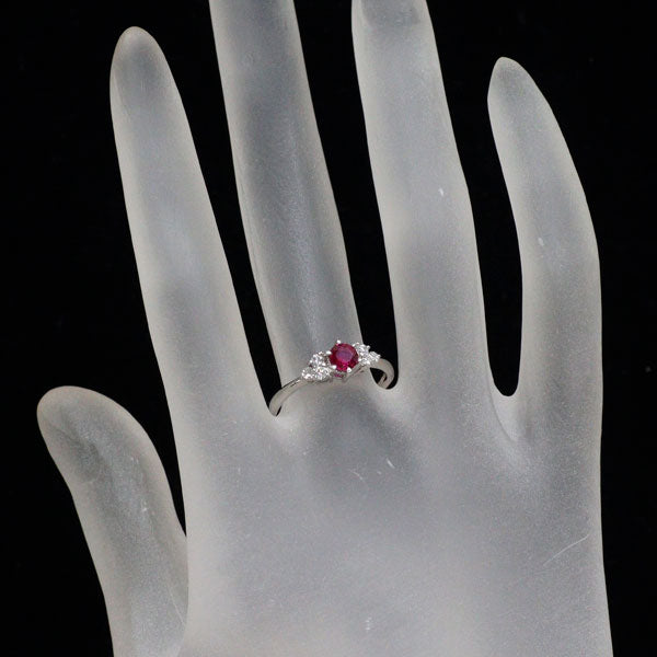 Pt900 ルビー ダイヤモンド リング 0.38ct D0.15ct