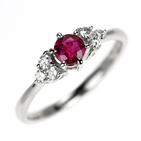 Pt900 ルビー ダイヤモンド リング 0.38ct D0.15ct