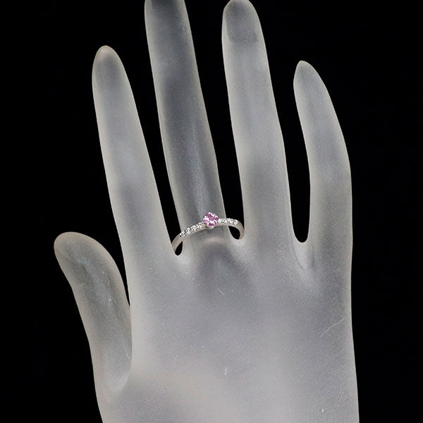 K18WG ピンクサファイア ダイヤモンド リング 0.26ct D0.13ct