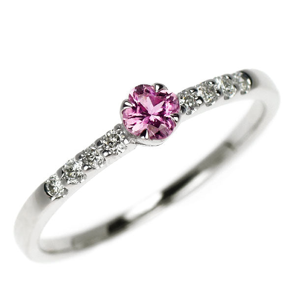 K18WG ピンクサファイア ダイヤモンド リング 0.26ct D0.13ct