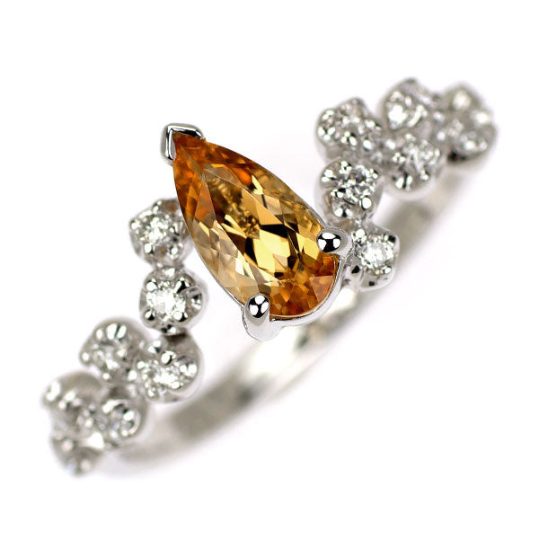 K18WG インペリアルトパーズ ダイヤモンド リング 0.72ct D0.17ct