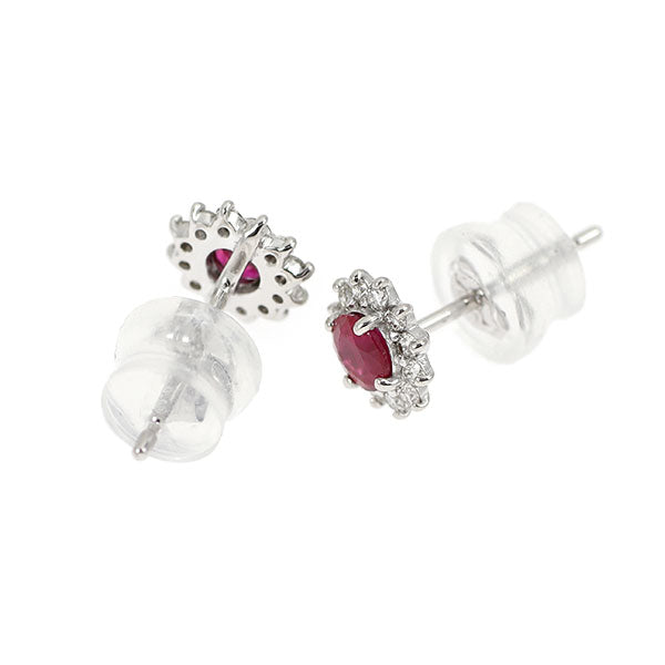 K18WG ルビー ダイヤモンド ピアス 0.30ct D0.14ct
