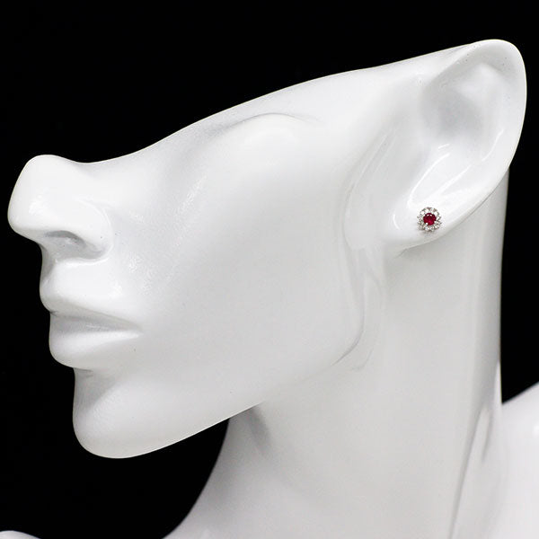 K18WG ルビー ダイヤモンド ピアス 0.30ct D0.14ct