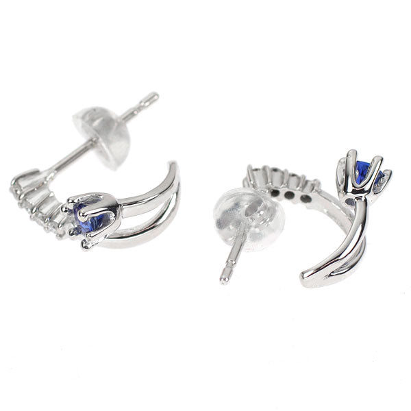 K18WG サファイア ダイヤモンド ピアス D0.08ct