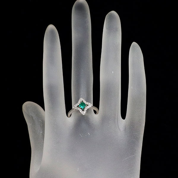 Pt900 エメラルド ダイヤモンド リング 0.18ct D0.11ct