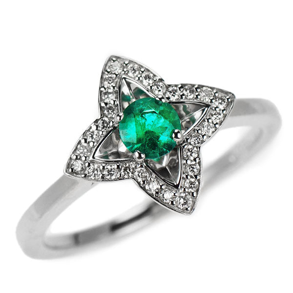 Pt900 エメラルド ダイヤモンド リング 0.18ct D0.11ct