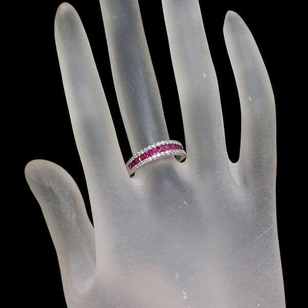 Pt900 ルビー ダイヤモンド リング 0.80ct D0.32ct