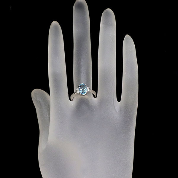 Pt900 アクアマリン ダイヤモンド リング 0.95ct D0.08ct