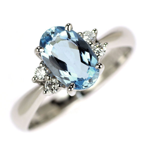 Pt900 アクアマリン ダイヤモンド リング 0.95ct D0.08ct