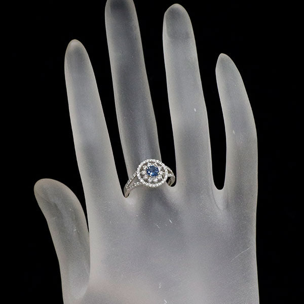 Pt900 アクアマリン ダイヤモンド リング 0.32ct 0.44ct