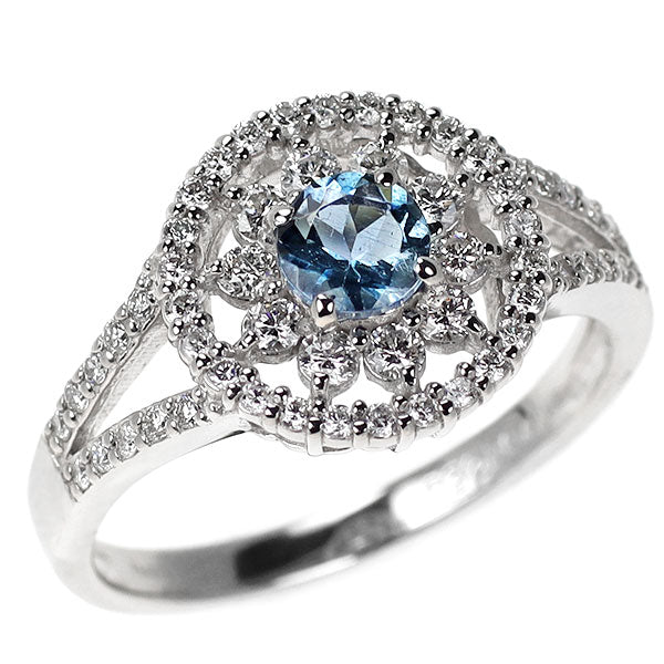 Pt900 アクアマリン ダイヤモンド リング 0.32ct 0.44ct