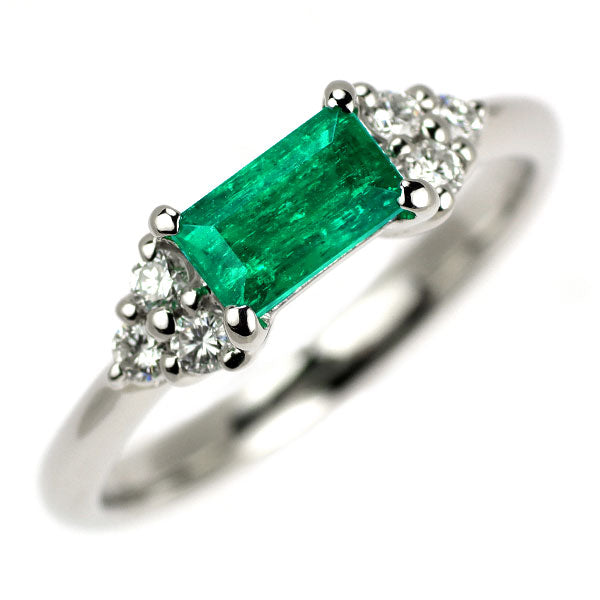 Pt900 エメラルド ダイヤモンド リング 0.69ct D0.16ct