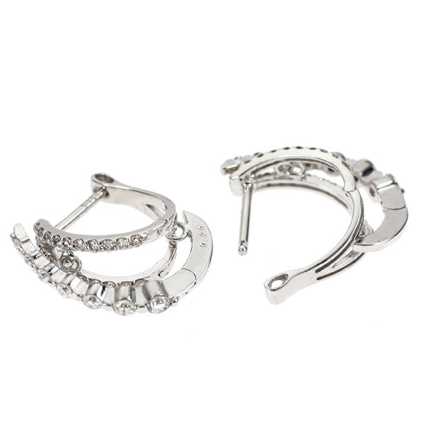 K18WG ダイヤモンド フープ ピアス 0.56ct スイング