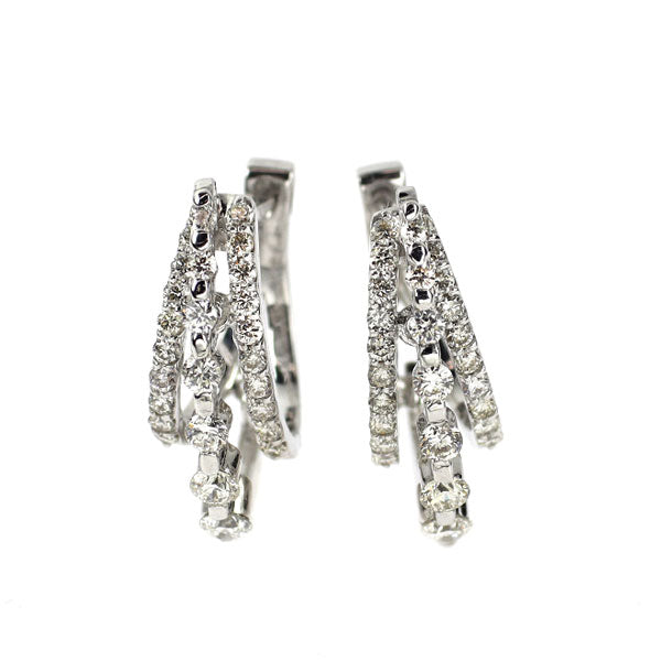 K18WG ダイヤモンド フープ ピアス 0.56ct スイング