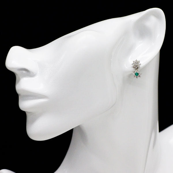 Pt900 エメラルド ダイヤモンド ピアス 0.14ct D0.80ct フラワー