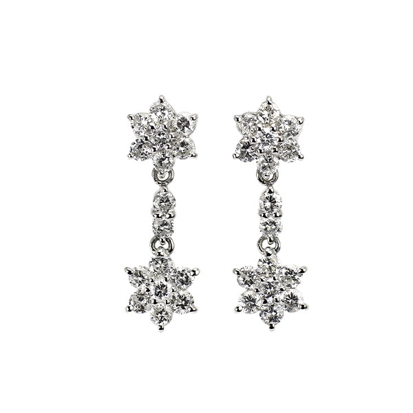 Pt900 ダイヤモンド ピアス 1.00ct フラワー