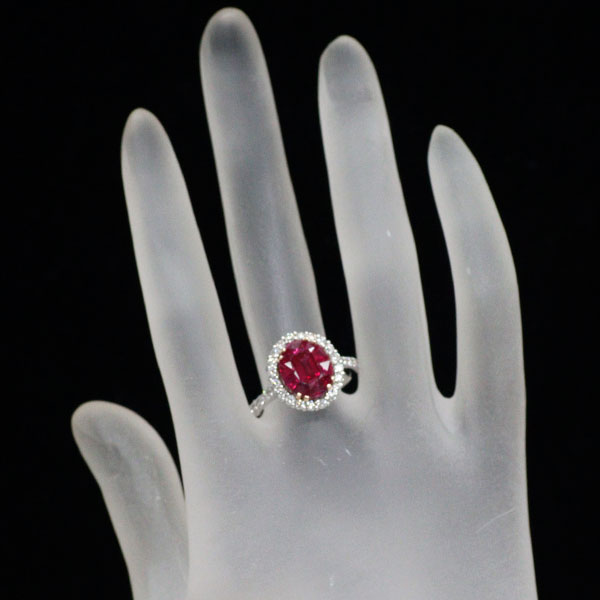 K18WG/PG ルビー ダイヤモンド リング 2.48ct D0.83ct