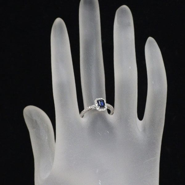 Pt900 サファイア ダイヤモンド リング 0.55ct D0.23ct