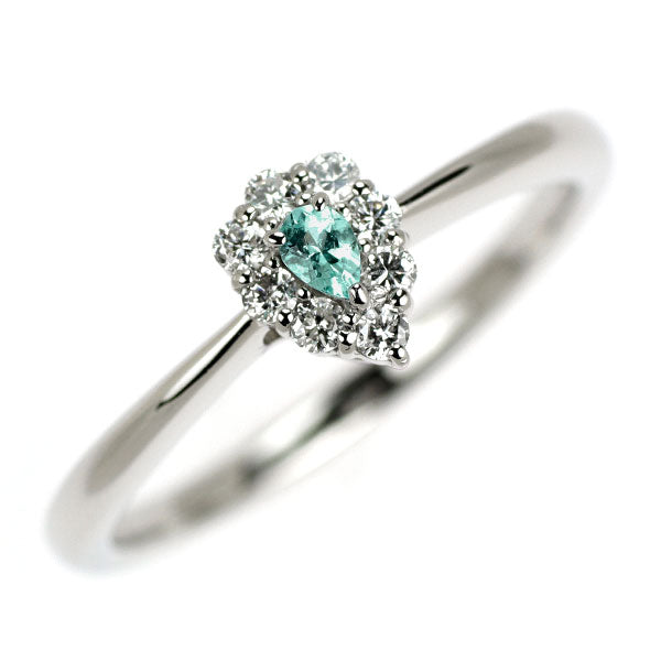 Pt950 パライバトルマリン ダイヤモンド リング 0.05ct D0.12ct