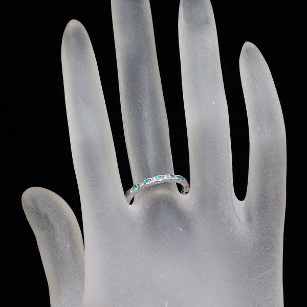 K18WG パライバトルマリン ダイヤモンド リング 0.19ct D0.11ct ハーフエタニティ