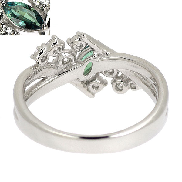 希少 Pt900 マーキスカット アレキサンドライト ダイヤモンド リング 0.13ct D0.26ct