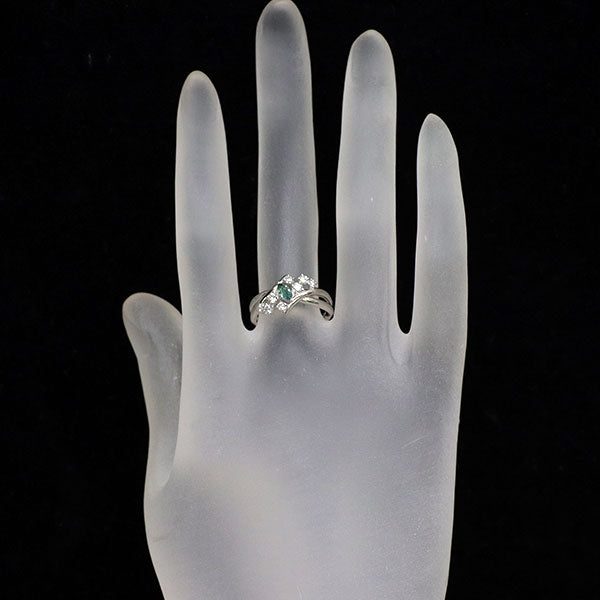 希少 Pt900 マーキスカット アレキサンドライト ダイヤモンド リング 0.13ct D0.26ct