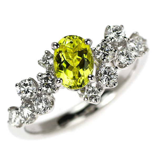 Pt900 イエロー トルマリン ダイヤモンド リング 0.88ct D0.67ct