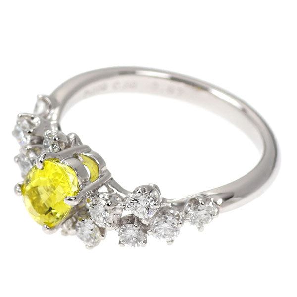 Pt900 イエロー トルマリン ダイヤモンド リング 0.88ct D0.67ct