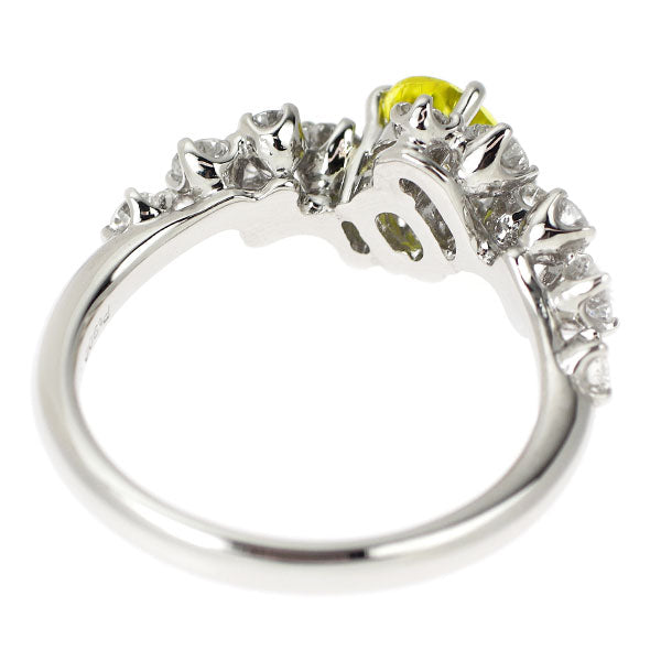 Pt900 イエロー トルマリン ダイヤモンド リング 0.88ct D0.67ct