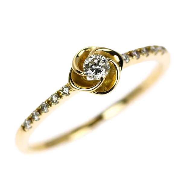 K18YG ダイヤモンド リング 0.14ct フラワー