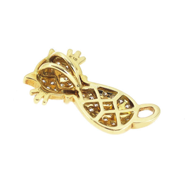 K18YG ダイヤモンド ペンダントトップ 0.48ct 猫 アニマル パヴェ