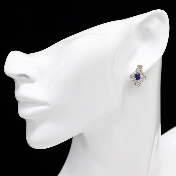 Pt900 サファイア ダイヤモンド ピアス 1.20ct D0.08ct