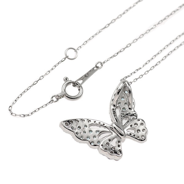 Pt950/Pt850 パライバトルマリン ダイヤモンド ペンダントネックレス 0.28ct D0.42ct 蝶