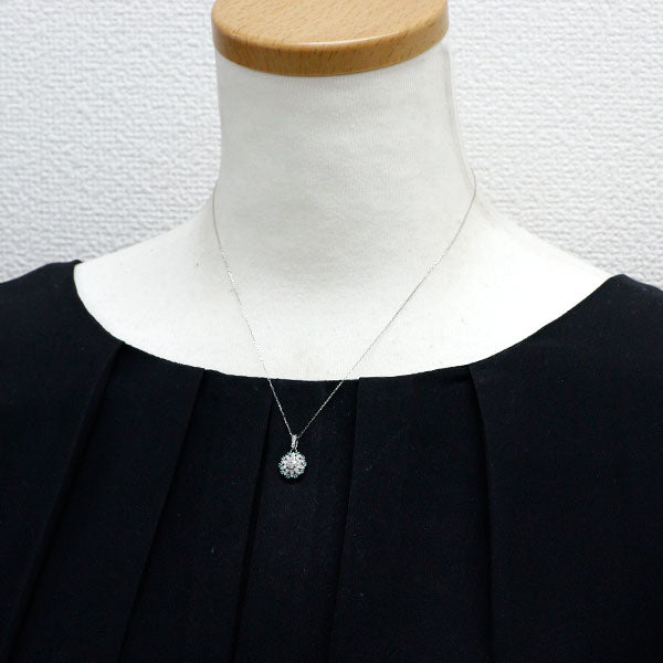 Pt950/ Pt850 パライバトルマリン ダイヤモンド ペンダントネックレス 0.06ct D0.42ct