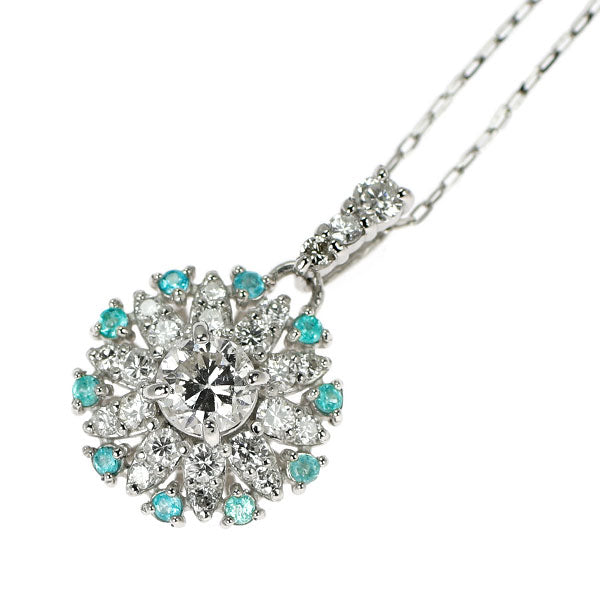 Pt950/ Pt850 パライバトルマリン ダイヤモンド ペンダントネックレス 0.06ct D0.42ct